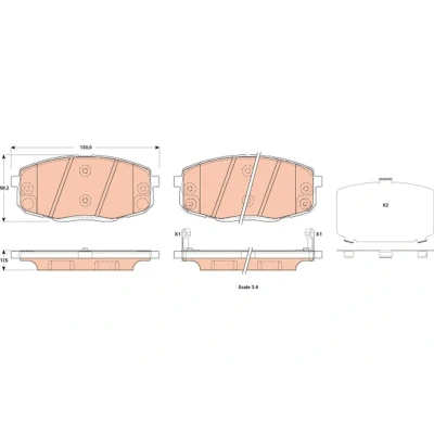Image of 581011MA20, 581011MA21 Brake pad set TRW GDB3523 with acoustic wear warning