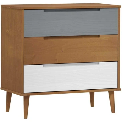 Image of vidaXL Drawer Cabinet MOLDE Brown 80x40x80 cm Solid Wood Pine