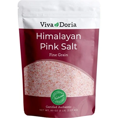 Image of Viva Doria Himalayan Pink Salt, Fine Grain, Certified Authentic, 5 lb (2.27 Kg)