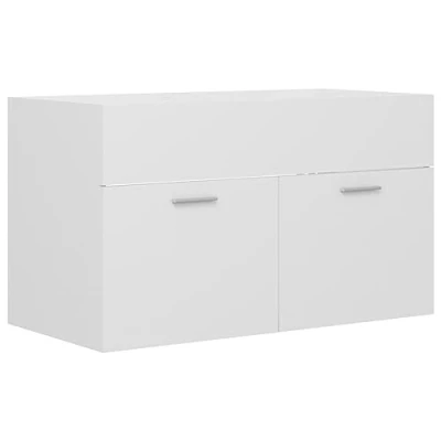 Image of vidaXL White Sink Cabinet Modern Design 80x38.5x46 cm Engineered Wood Bathroom Storage Solution Sleek and Durable