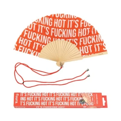 Image of Fisura Original Handheld Folding Fan with message in english. Funny wooden fan. holding Hand Fans. Birthday Gifts Wedding Party Decoration (Hot, black) red pattern)