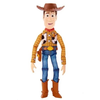 Image of Mattel Disney Pixar Toy Story Roundup Fun Woody Large Talking Posable Figure, 12 Inches Tall with 20 Phrases Authentic Detail, Fabric Plush &amp; Plastic, HFY35