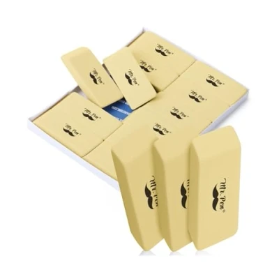 Image of Mr. Pen Large Yellow Pencil Erasers 12 Pack, Block for School and Office