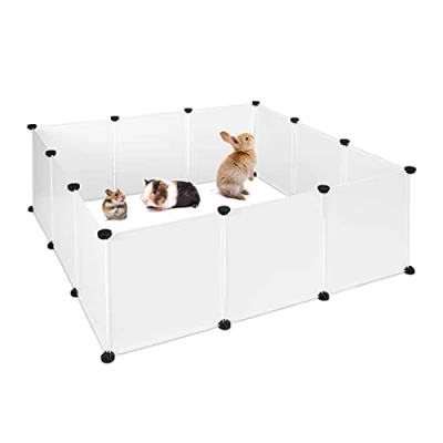 Image of Relaxdays Small Animal DIY Enclosure, 110 x cm, White (12 Plates)