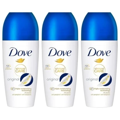 Image of Dove Deodorant Roll On Advance Care Go Fresh Original 72H Odour Protection Anti Transpirant and Perspirant for Women with Triple Moisturising Technology 50ml, 3 Pack