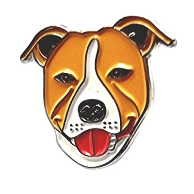 Image of Metal Enamel Pin Badge Brooch Staffie Dog (Red/Tan/Brown &amp; White Staffordshire Terrier)