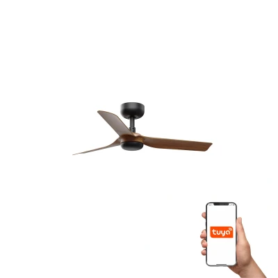 Image of Mini Punt Small 3 Blade Ceiling Fan Matt Black, Walnut Tuya Smart System