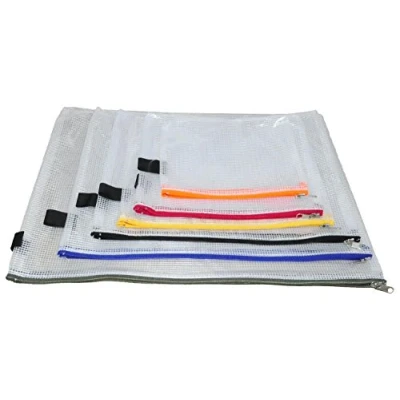 Image of FolderSys PVC Zippered Bags, Pack of 6, Assorted Colours