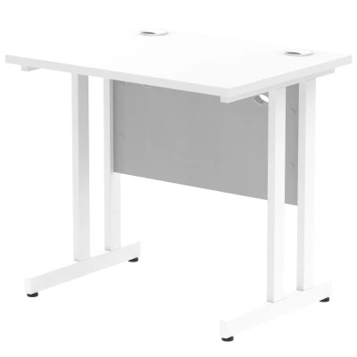 Image of Impulse 800 x 600mm Straight Desk White Top Cantilever Leg