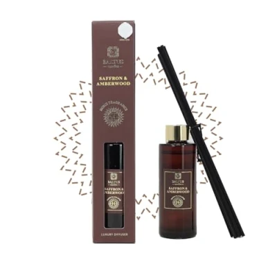 Image of Boutique Reed Diffuser 90ml Scented Wick Fragrance Saffron Amberwood Aroma Gift