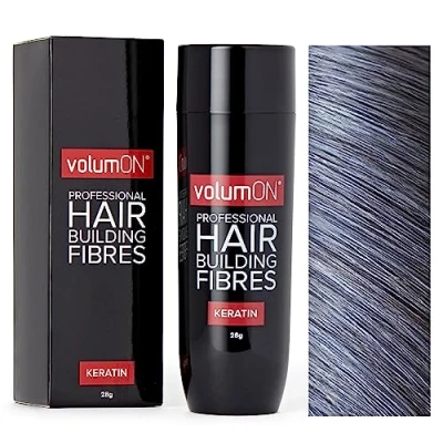 Image of Volumon Professional Hair Building Fibres Loss Concealer KERATIN 28g Get Upto 30 Uses CHOOSE FROM 8 COLOUR SHADES (Grey)
