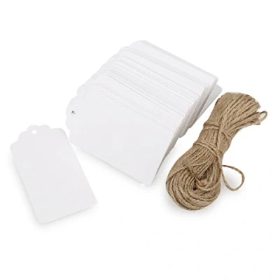 Image of AKA® 100PCS Christmas Kraft Paper Gift Tags Price Wedding Scallop Label Blank Luggage (White)