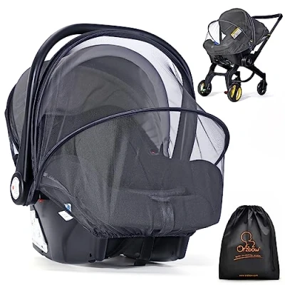 Image of Orzbow Universal Baby Mosquito Net for Car Seat,Breathable Insect Mesh with Zipper Group 0+,Summer Seat Cover Strong Support,Durable and Easy to Access (Black)