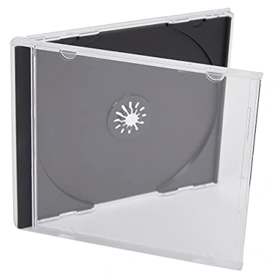 Image of 50 x Dragon Trading Single CD DVD Blu Ray Disc Cases. Jewel Cases with 10.4mm Spine for 1 Black Tray (Pack of 50). Same Used By Major Music Companies