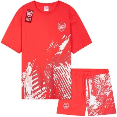 Image of Get Trend Arsenal F.C. Mens Pyjamas Set Short PJs Soft Breathable Nightwear Sleepwear Summer Lounge Football Gifts for Men (XL, Red Arsenal)