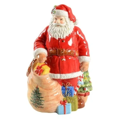 Image of Spode 1634732 Christmas Tree Figural Santa Cookie Jar, Earthenware, Multicolor