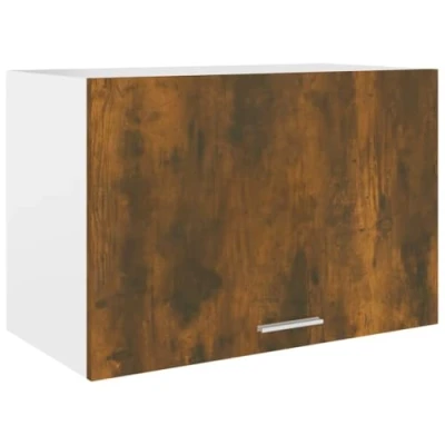 Image of vidaXL Hanging Cabinet, Smoked Oak, Engineered Wood, Wall Mounted Kitchen Storage Unit with Flip Up Door, 60x31x40 cm