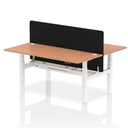 Image of Air B2B 1800x800mm Adjustable 2P Bench Desk CP Beech/White + Screen