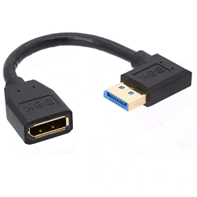 Image of HTGuoji 8K DP Male to Female 1.4 Extension Cable, (8K/60Hz, 4k/144Hz), Short Displayport Cable Cord, Display Port 32.4Gbps for PC, Laptop 15cm (Left)