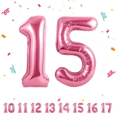 Image of Number Balloons 15,Pink 15 Balloon 40 Inch Giant Helium Foil for Boys Girls 15th Birthday Party Decor Anniversary Decorations Supplies
