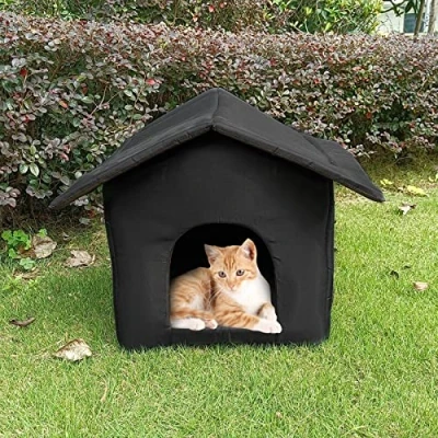 Image of TONGFENG Outdoor Cat House Ferals Shelter Waterproof Cosy Dog Houses Small Dogs Oxford Foldable Winter Warm Pet for Strays Cats