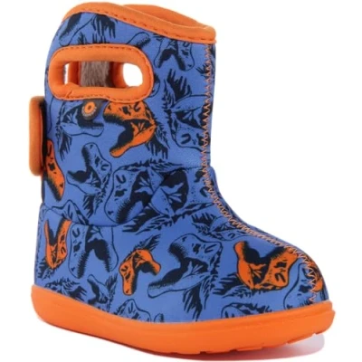 Image of BOGS Baby Waterproof Insulated Washable Warm Wellies Boots (Blue/Orange, UK_Footwear_Size_System, Infant, Men, Numeric, Medium, Numeric_7)