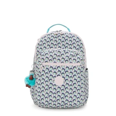 Image of Kipling SEOUL Large Backpack, Geo Shell (Blue)