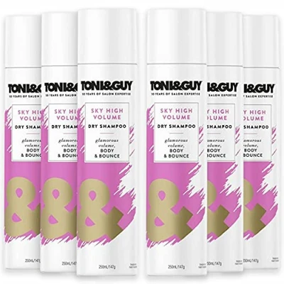 Image of 6 Pack of Toni &amp; Guy Sky High Volume Shampoo for Instant and Glamourous Bounce with Static Control, 250ml Oil Absorbing Formula to Boost