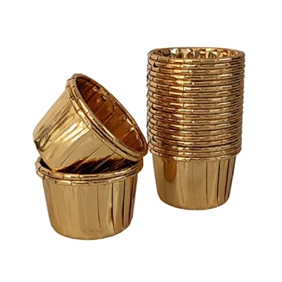 Image of AHAM Trading Cups &amp; Cases Pleated Baking Greaseproof Mini Size Sturdy Cupcake (48, Gold)