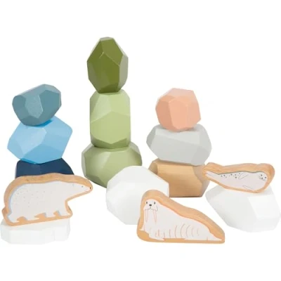 Image of small foot Wooden Balance Stones Arctic, FSC 100% Certified Wood, Stacking Game for Kids Aged 12+ Months, 12440