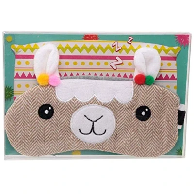 Image of Cute Sleepy Llamapalooza Llama Tweed Eye Mask Novelty Sleep One Size Fits Most (Brown)