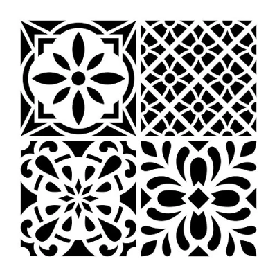 Image of Artemio Cement Flower Tile Stencil Home Deco, Plastic, Multi Colour, 30 x 1 cm