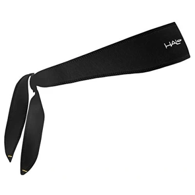 Image of Halo Headband I Tie Sweatband for Both Men and Women No Slip with a Custom Fit, Black
