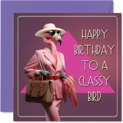 Image of Funny Birthday Cards for Women A Classy Bird Happy Card Sister Mum Wife Auntie Nan Grandma Cousin Bestie Work Colleague Friend 145mm x Bday Greeting