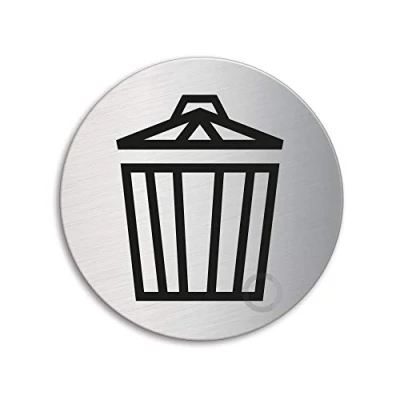 Image of Door Sign Garbage Room Stainless Steel dia. 75 mm self adhesive No. 39287