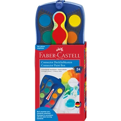 Image of Faber Castell Connector Paint Box 24 Colours Blue