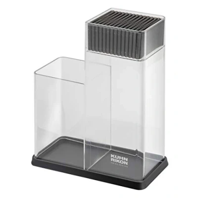 Image of Kuhn Rikon Colori+ Vision Utensil Caddy and Knife Block, Transparent/Grey, 24312