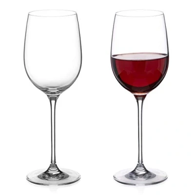 Image of DIAMANTE Red Wine Glasses Pair ‘Moda’ Collection Undecorated Crystal Set of 2