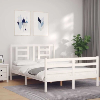 Image of vidaXL Bed Frame without Mattress White 140x200 cm Solid Wood Pine