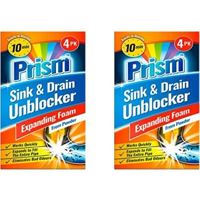 Image of Sink &amp; Drain Unblocker Expanding Foam From Powder Work Quickly Expand To Fill The Entire Pipe Eliminates Bad Odour Result In 10 Minutes Pack of 8 25g Sachets
