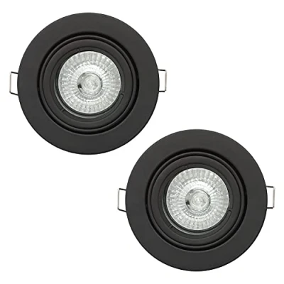 Image of LITECRAFT Recessed Downlight Fire Rated Tiltable Spotlight in Matte Black 2 Pack