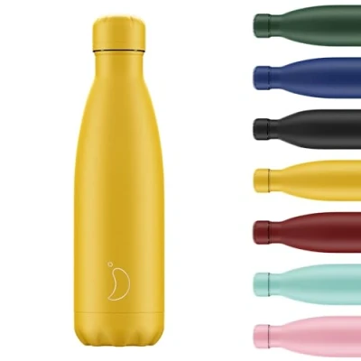 Image of Chilly&#039;s Water Bottle Stainless Steel and Reusable Leak Proof, Sweat Free Matte All Burnt Yellow 500ml
