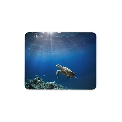 Image of Destination Vinyl ltd Swimming Turtle Mouse Mat Pad Scuba Diving Sea Creature Gift Computer #8209