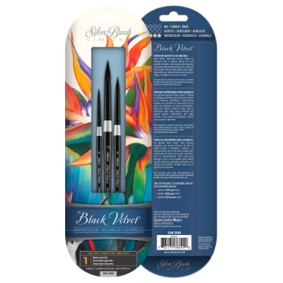 Image of Silver Brush Limited SLM 3099 Susan Louise Moyer Basic Watercolour Set, Set of 3, Black Velvet Round Brushes, Sizes 4, 8, and 12