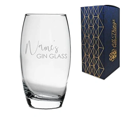 Image of Personalised Engraved Tondo Hiball with Name&#039;s Gin Glass Design, Gift Boxed, Personalise Any Name