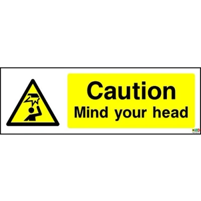 Image of Mind Your Head Sign (Self Adhesive Sticker Label Sign) 300mm x 100mm
