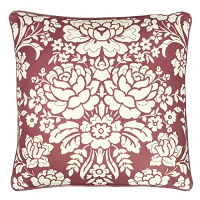 Image of Paoletti Melrose Floral Piped Feather Filled Cushion Purple One Size