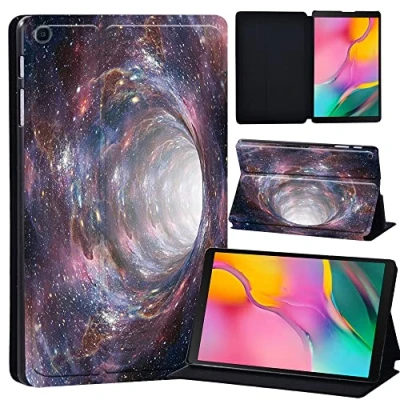 Image of Printed Leather slim lightweight Stand Cover Case for Samsung Galaxy Tab A 10.1 2019 (Model: SM T510 T515), with Function (Black) (space hole)
