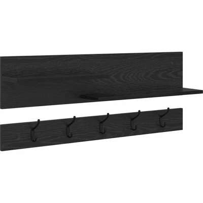 Image of Wall mounted Coat Rack with Shelf Storage Black oak Engineered wood vidaXL