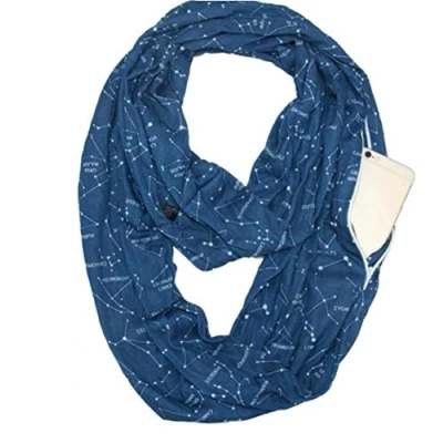 Image of Unisex Pocket Scarf Convertible Infinity with Hidden Zipper for Women and Men (blue)